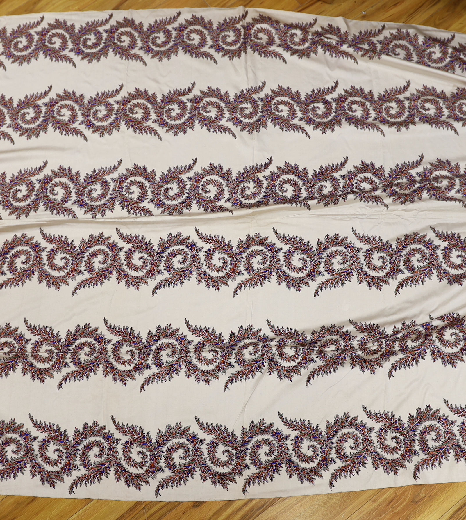 A mid 19th century silk printed Paisley shawl